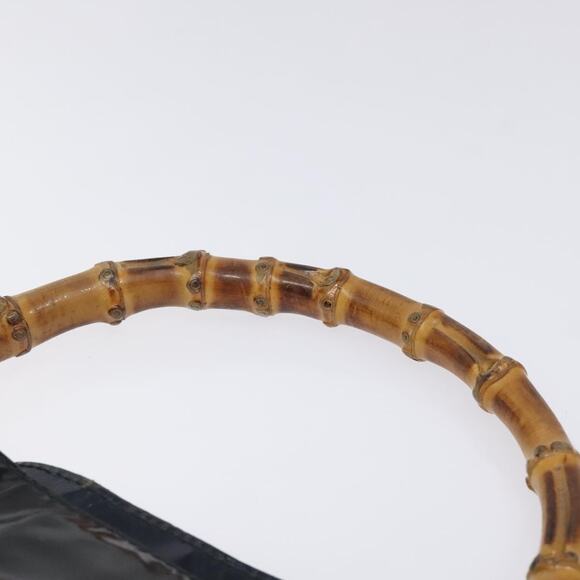 GUCCI Bamboo Hand Bag Enamel Black Gold 001 1014 1638 0 - Picture 8 of 12